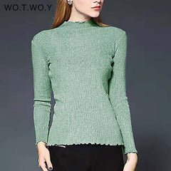 WO.T.WO.Y WOTWOY Long Sleeve Turtleneck Bottoming Solid