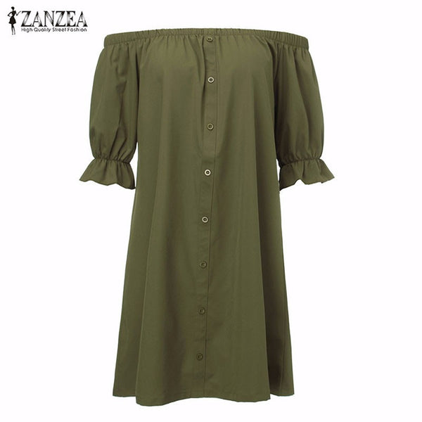 ZANZEA Women Vestidos Sexy Mini Party Dress Half Sleeve