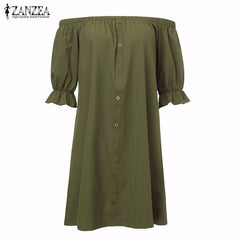 ZANZEA Women Vestidos Sexy Mini Party Dress Half Sleeve