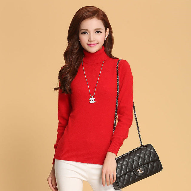 zocept Women's Cashmere Sweaters Winter Turtleneck Wool