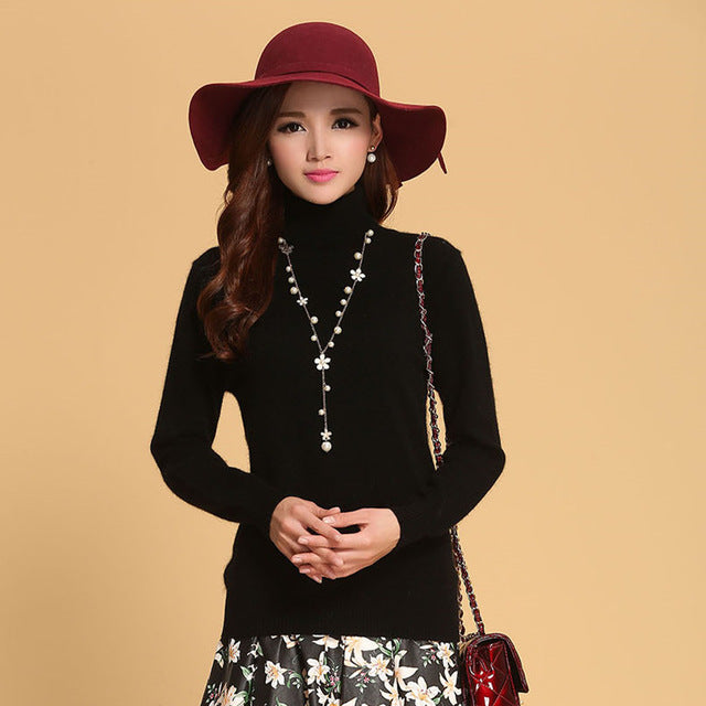 zocept Women's Cashmere Sweaters Winter Turtleneck Wool