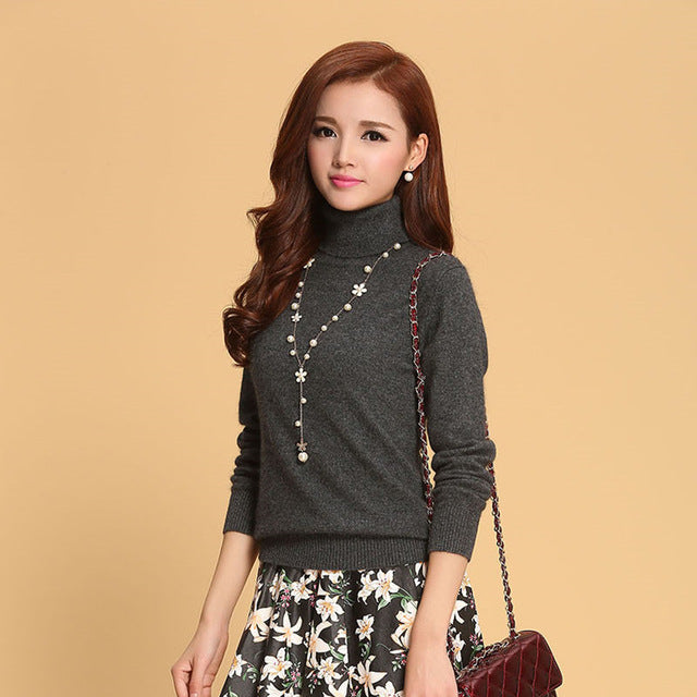 zocept Women's Cashmere Sweaters Winter Turtleneck Wool