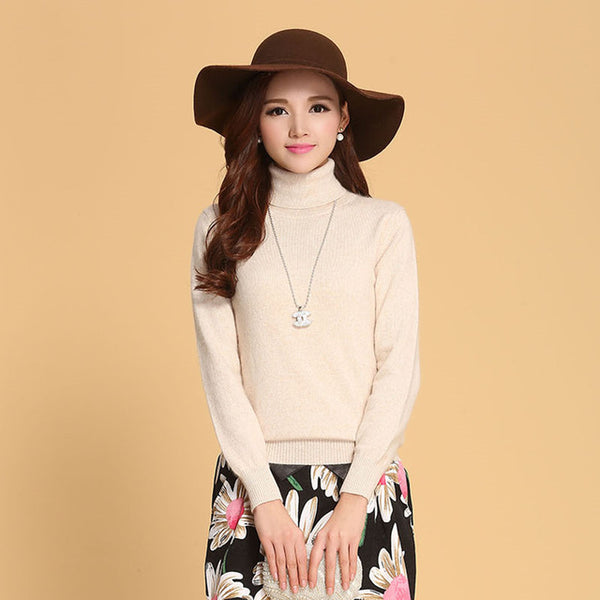 zocept Women's Cashmere Sweaters Winter Turtleneck Wool